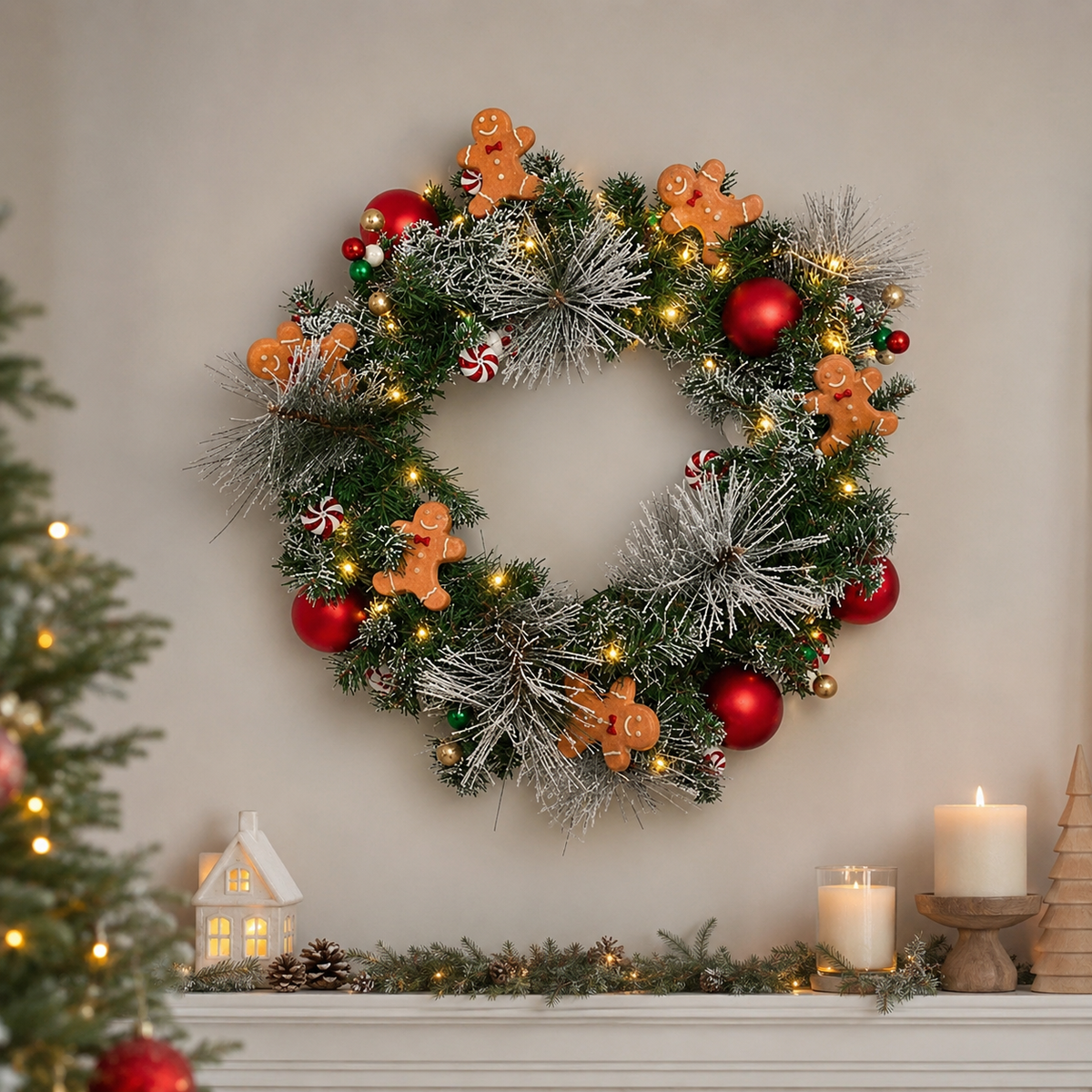 Christmas LED Gingerbread Wreath