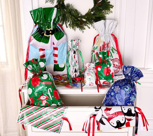Bolsas de regalo navideñas con cordón