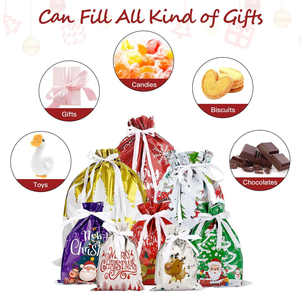 Bolsas de regalo navideñas con cordón